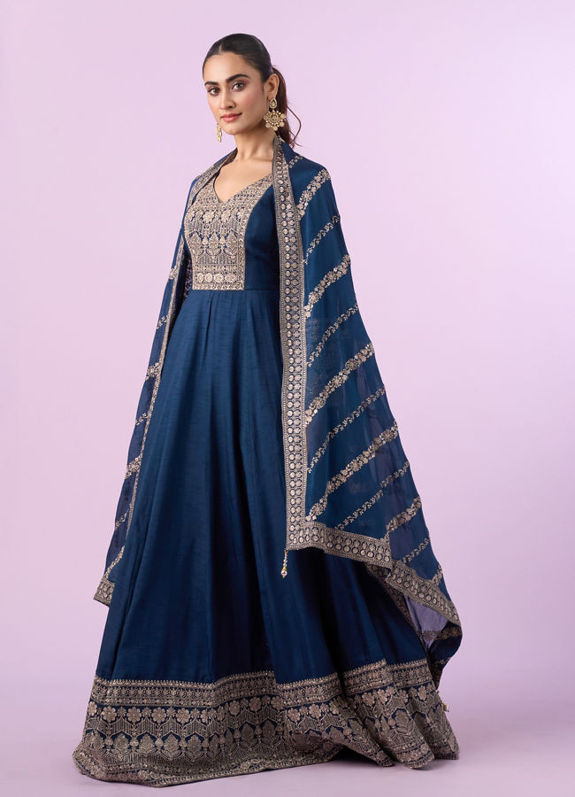 Mohey Women Royal Indigo Anarkali Suit