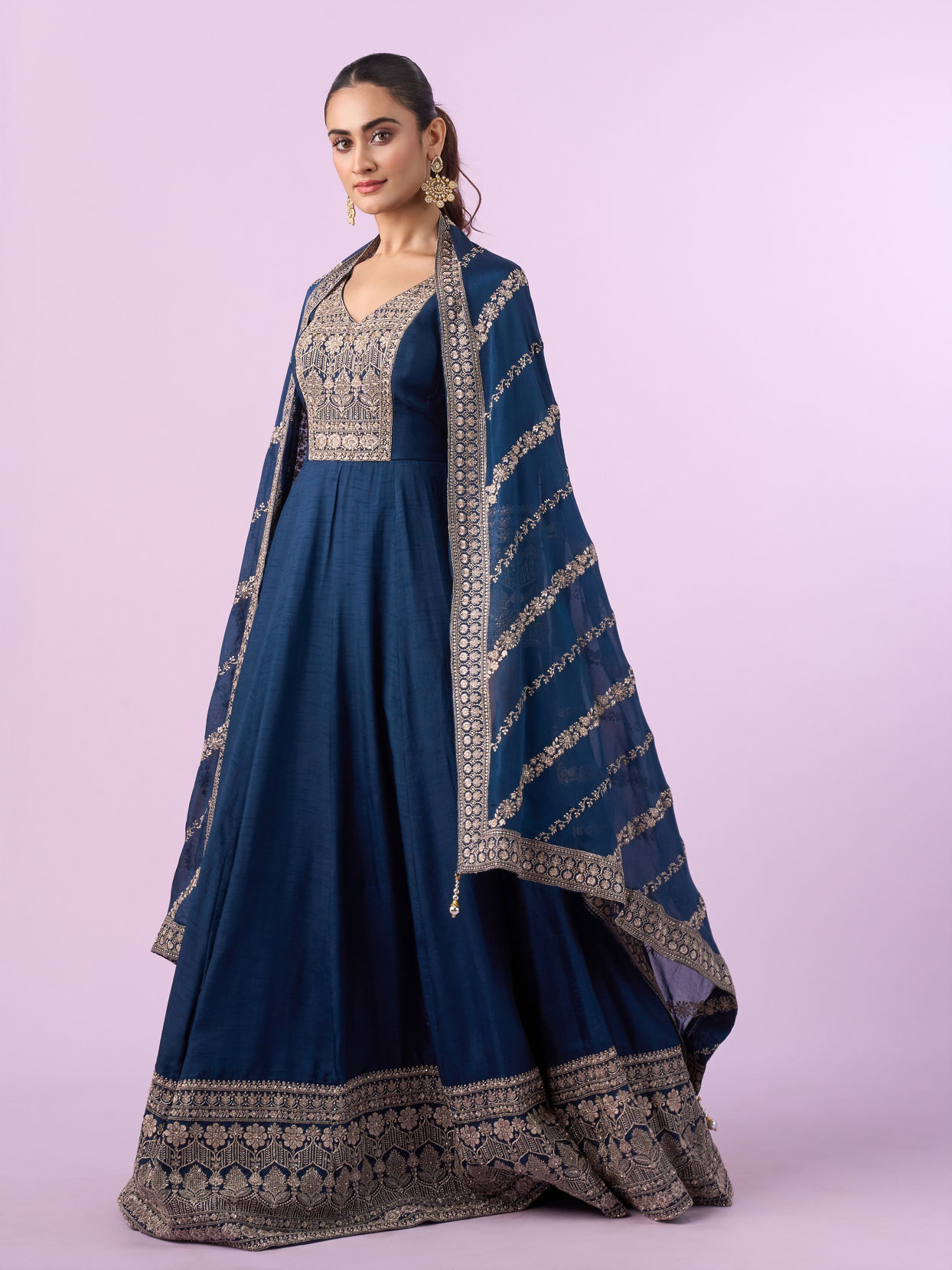 Mohey Women Royal Indigo Anarkali Suit
