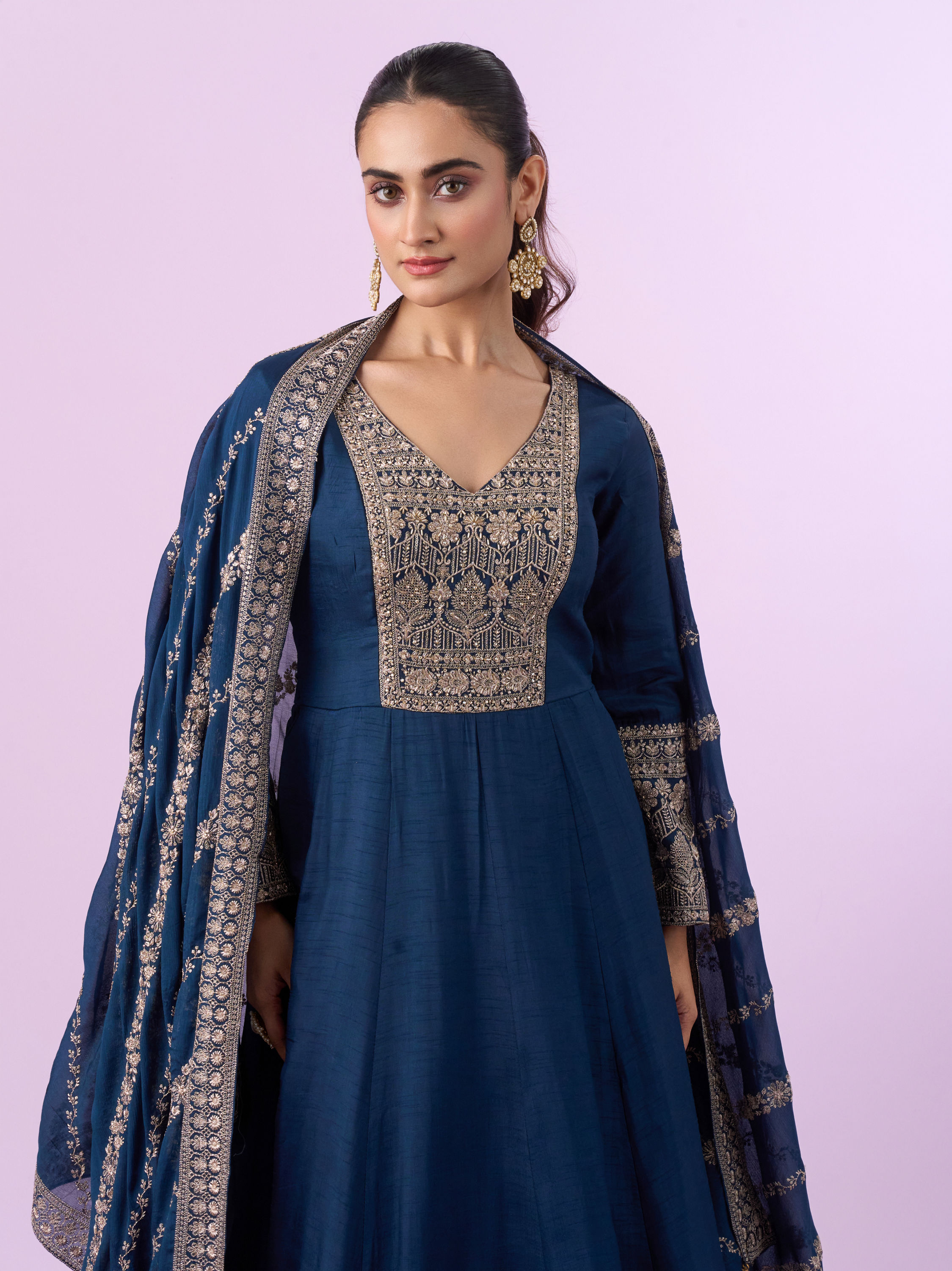 Mohey Women Royal Indigo Anarkali Suit