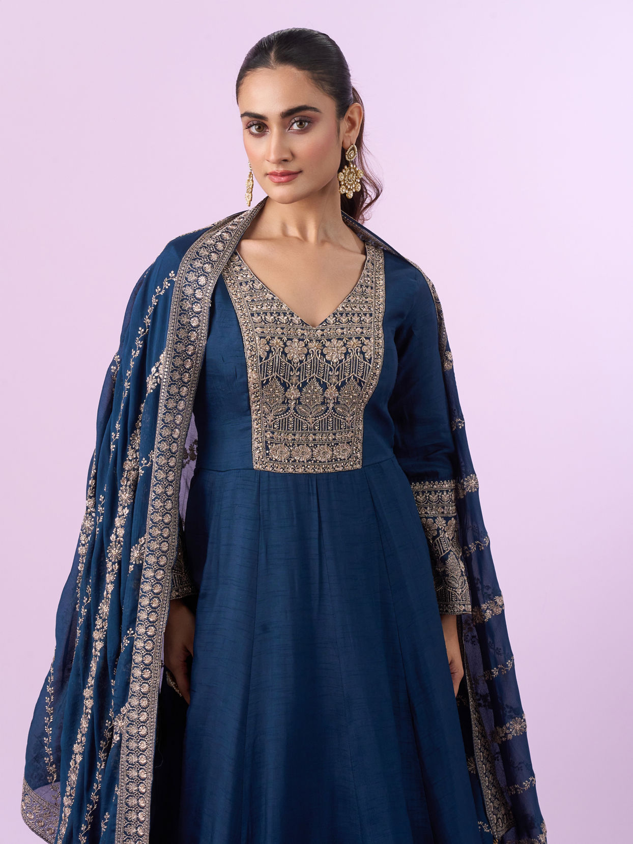 Mohey Women Royal Indigo Anarkali Suit