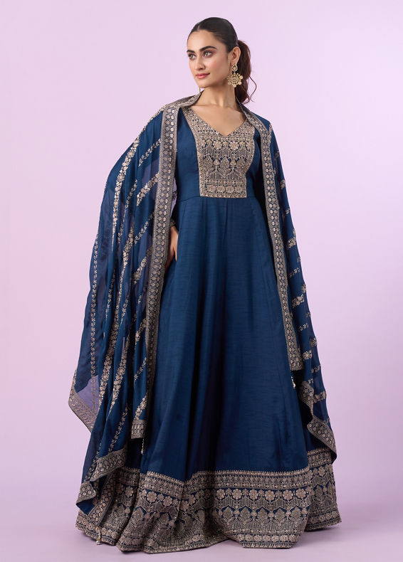 Mohey Women Royal Indigo Anarkali Suit