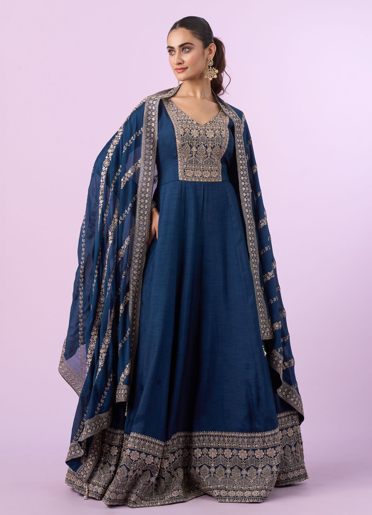 Mohey Women Royal Indigo Anarkali Suit