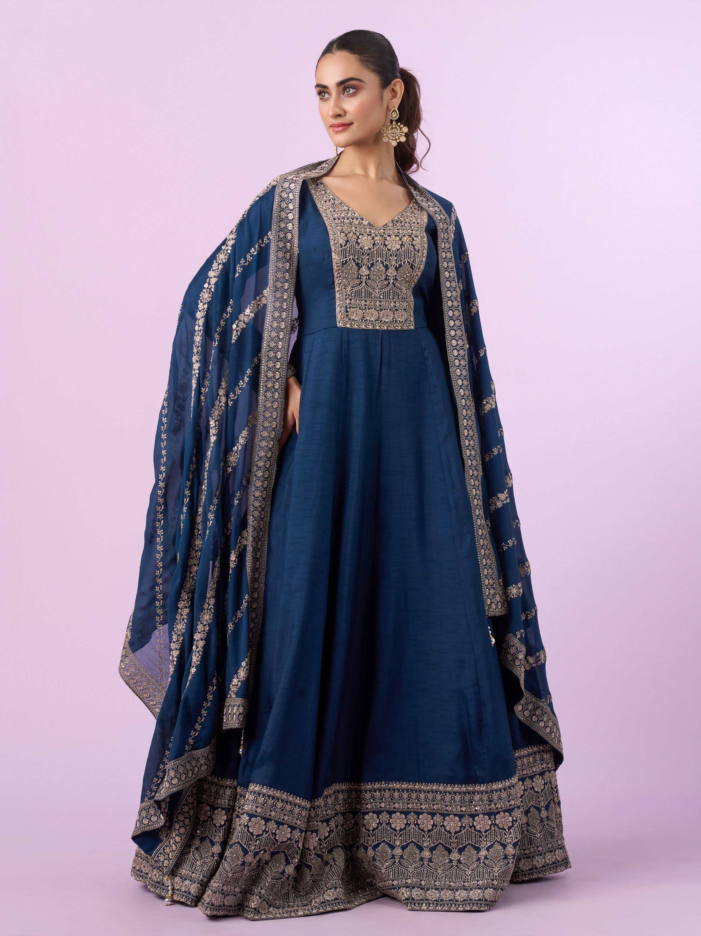 Mohey Women Royal Indigo Anarkali Suit