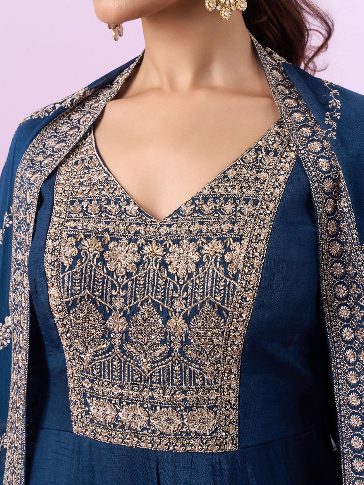 Mohey Women Royal Indigo Anarkali Suit