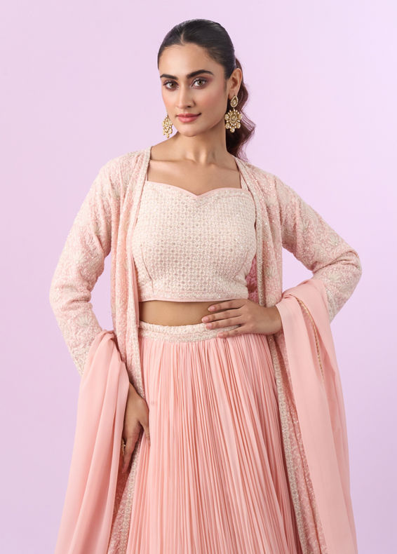 Mohey Women Radiant Pink Georgette Indo Western