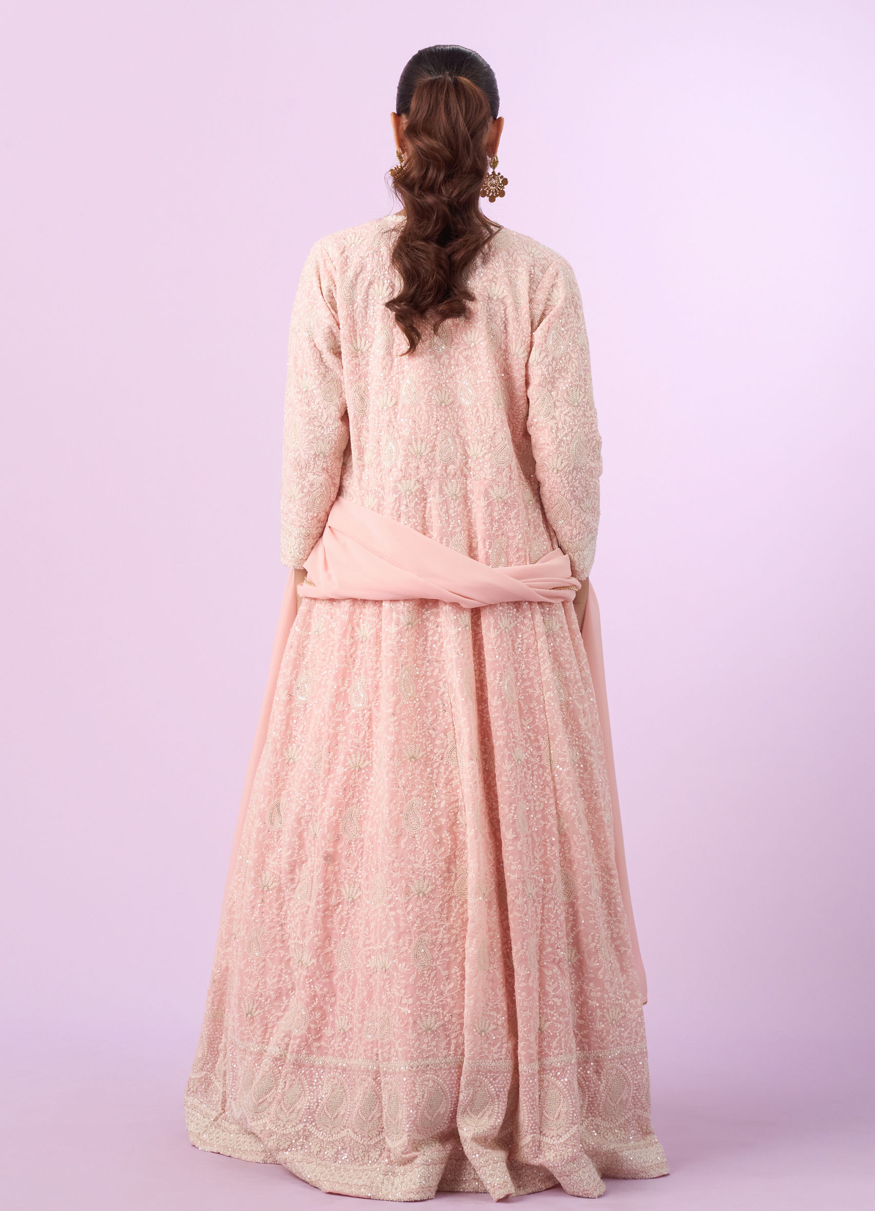 Buy Radiant Pink Georgette Indo Western Online in the USA @Mohey