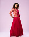 Mohey Women Exquisite Rani Pink Georgette Indo Western Bridal Wear