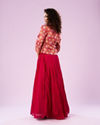 Mohey Women Exquisite Rani Pink Georgette Indo Western Bridal Wear