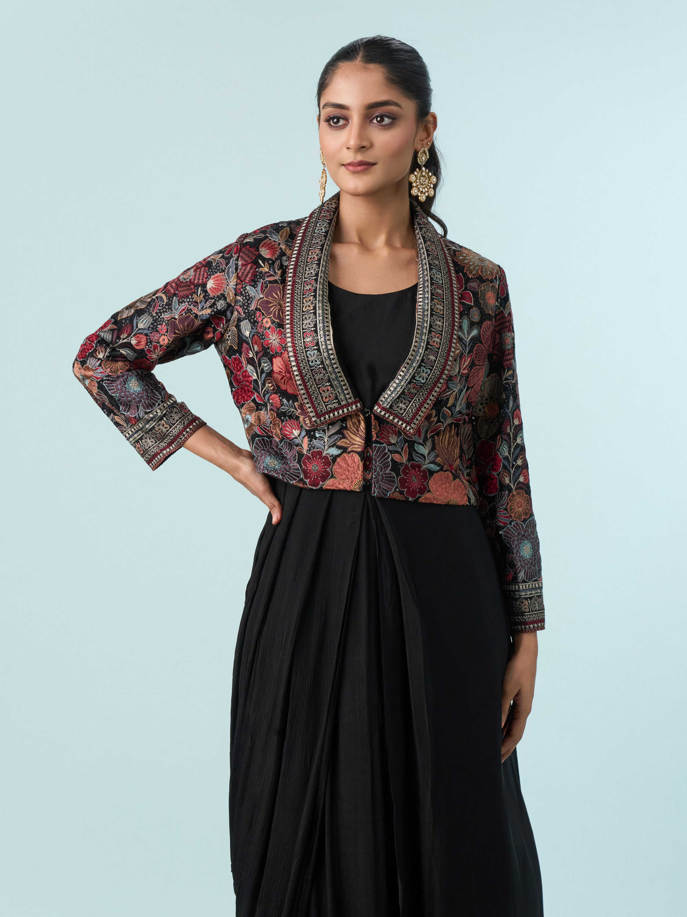 indo western dress for women Odette Light Blue Georgette Stitched Printed Wo Slight color variations may occur due to screen resolution differences. Buy Women's Olive Criss- Cross