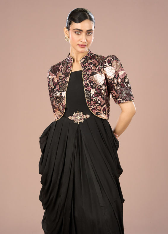 Mohey Women Black Majesty Indo Western