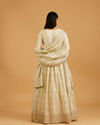 Mohey Women Soft Cream Buta Patterned Anarkali Suit with Zari And Sequin Work