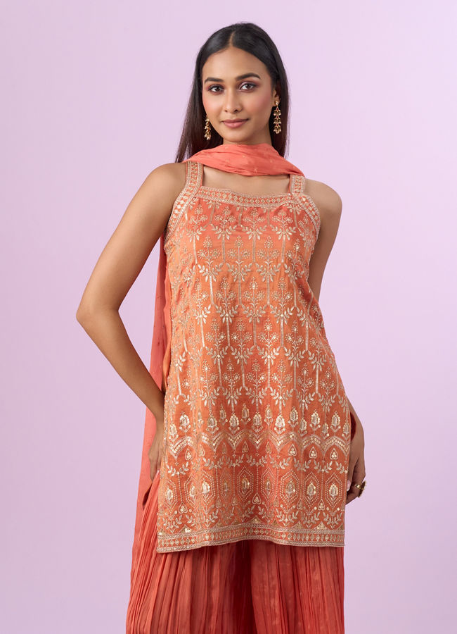 Mohey Women Pink Art Silk Palazzo Suit