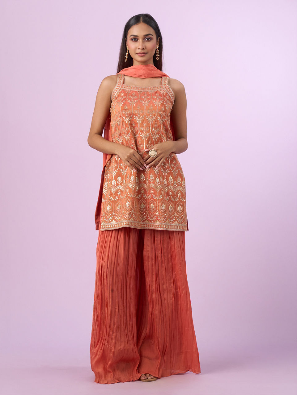 Mohey Women Pink Art Silk Palazzo Suit