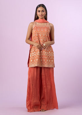 Mohey Women Pink Art Silk Palazzo Suit