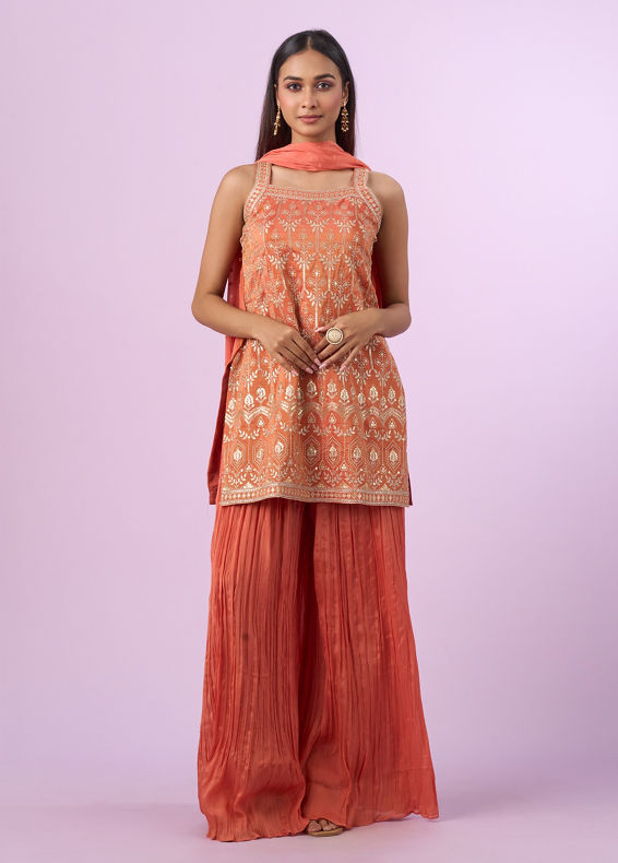 Mohey Women Pink Art Silk Palazzo Suit