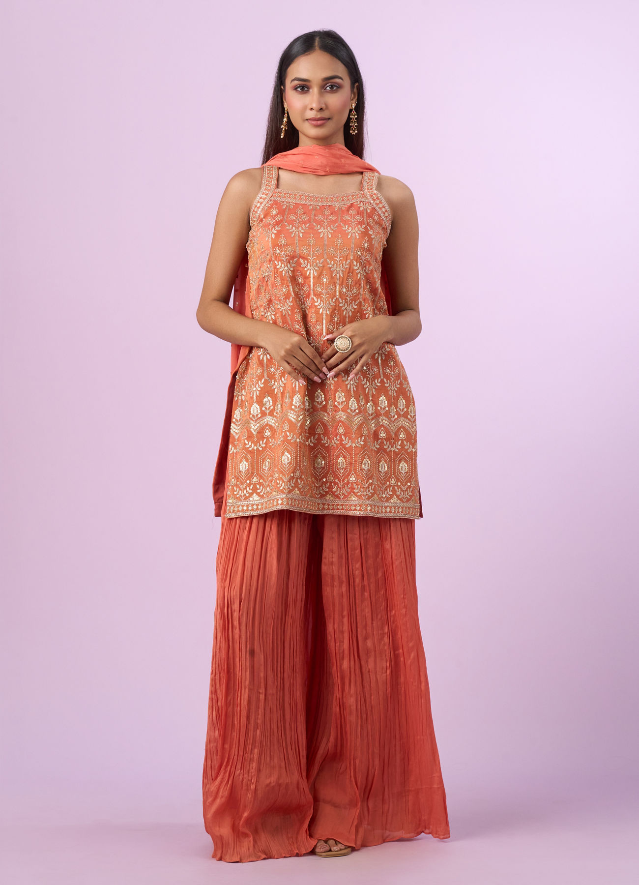 Mohey Women Pink Art Silk Palazzo Suit