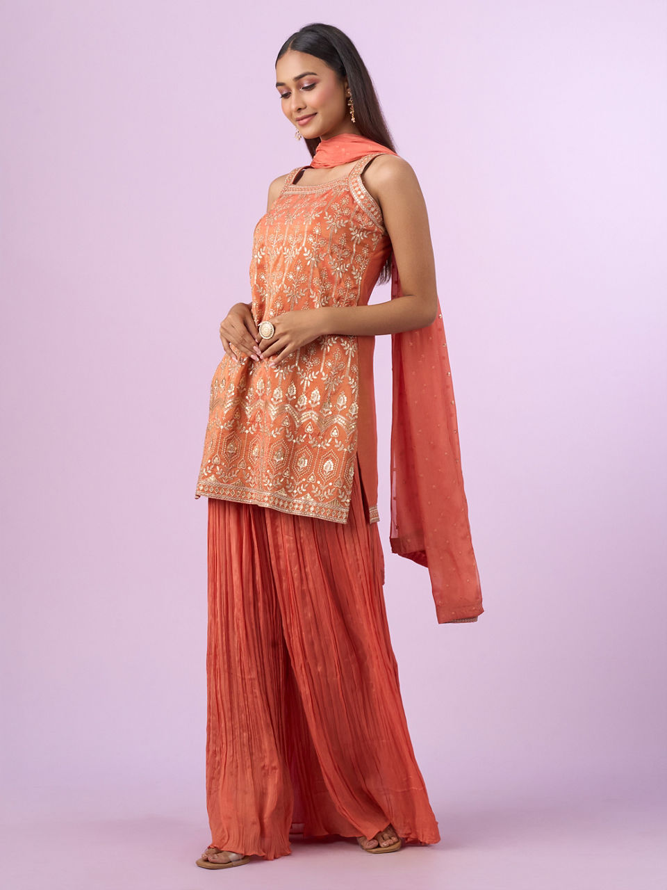 Mohey Women Pink Art Silk Palazzo Suit