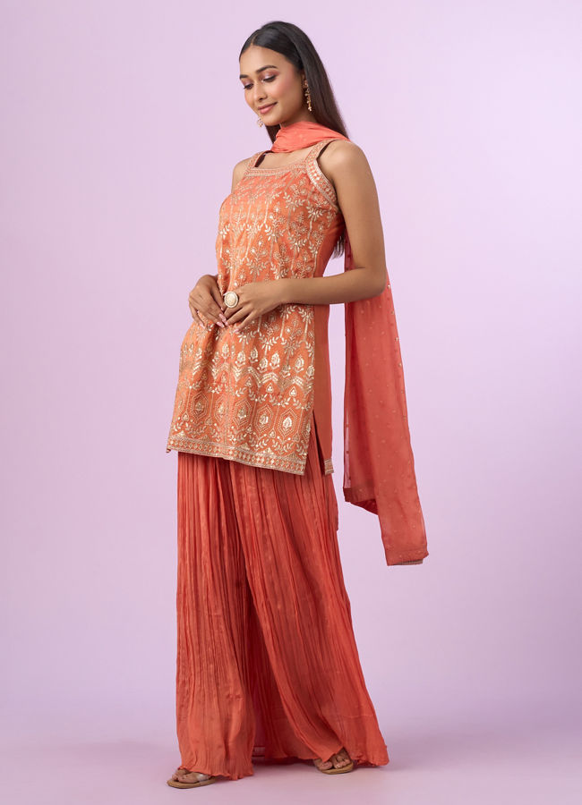 Mohey Women Pink Art Silk Palazzo Suit