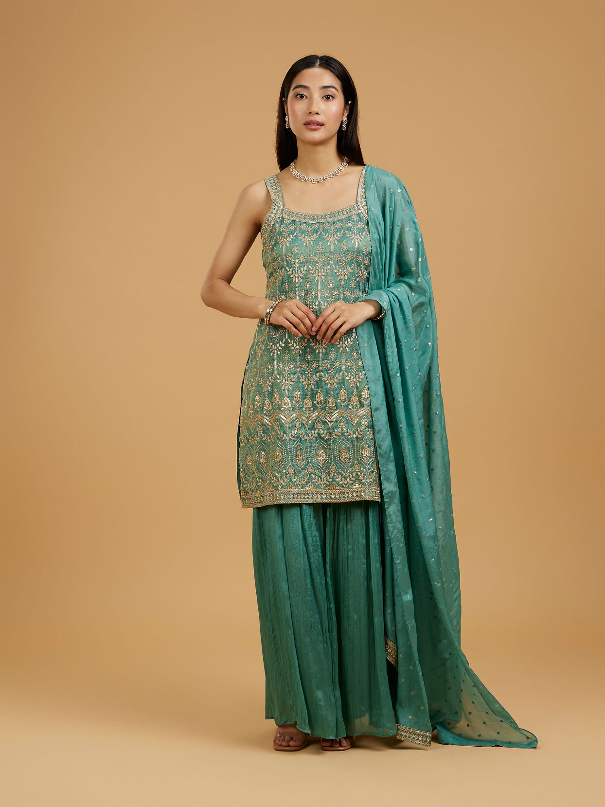Mohey Women Elegant Green Palazzo Suit