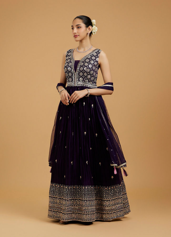 Mohey Women Royal Purple Anarkali Suit