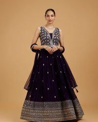 Mohey Women Royal Purple Anarkali Suit