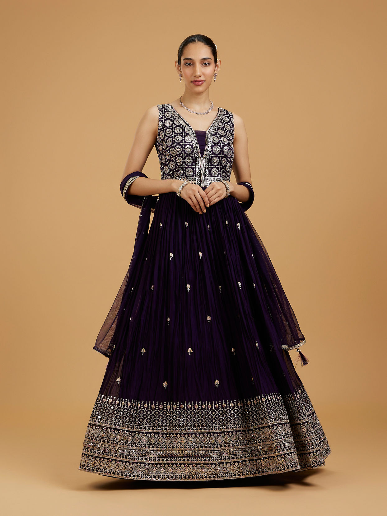 Mohey Women Royal Purple Anarkali Suit