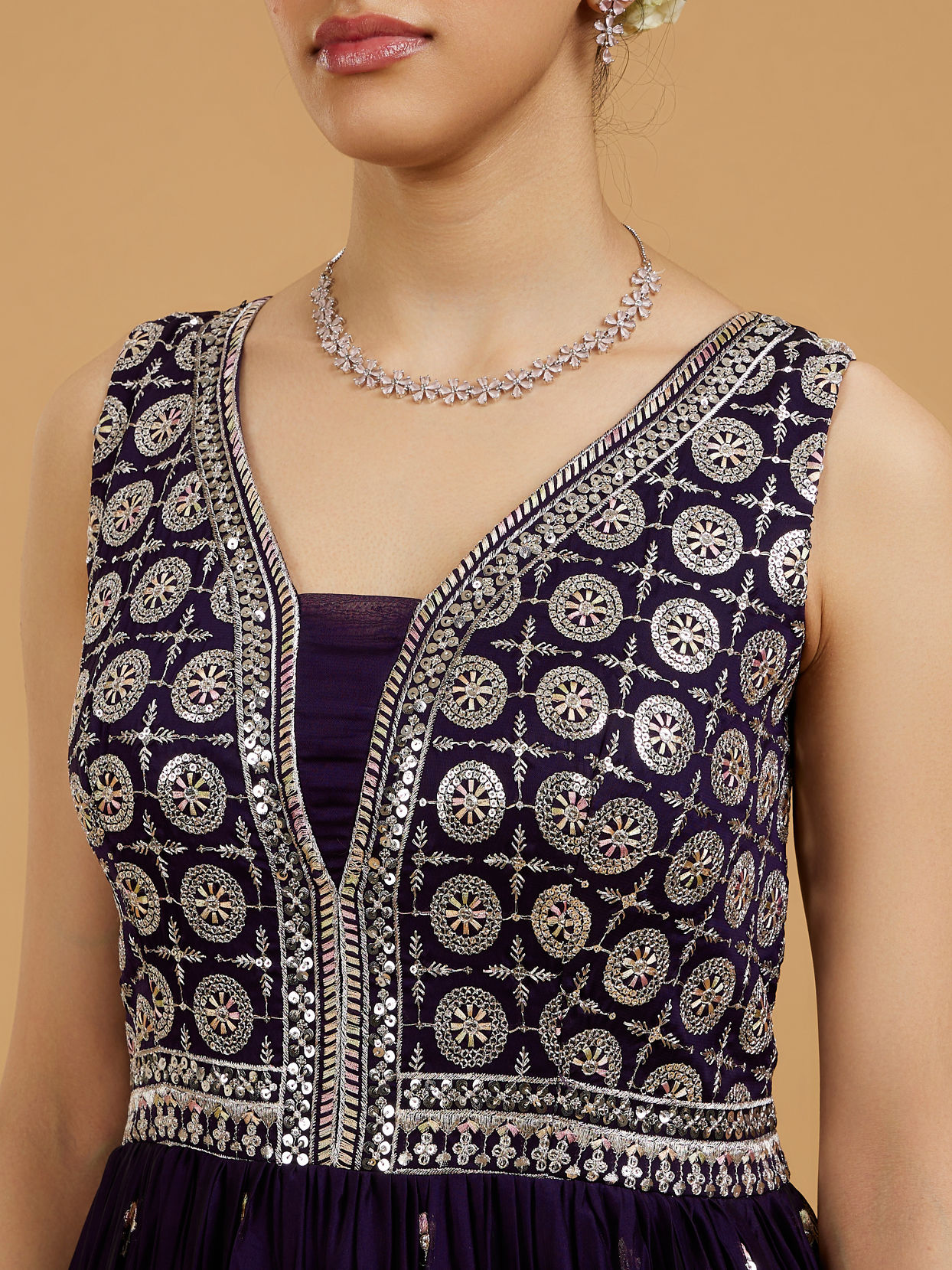 Mohey Women Royal Purple Anarkali Suit