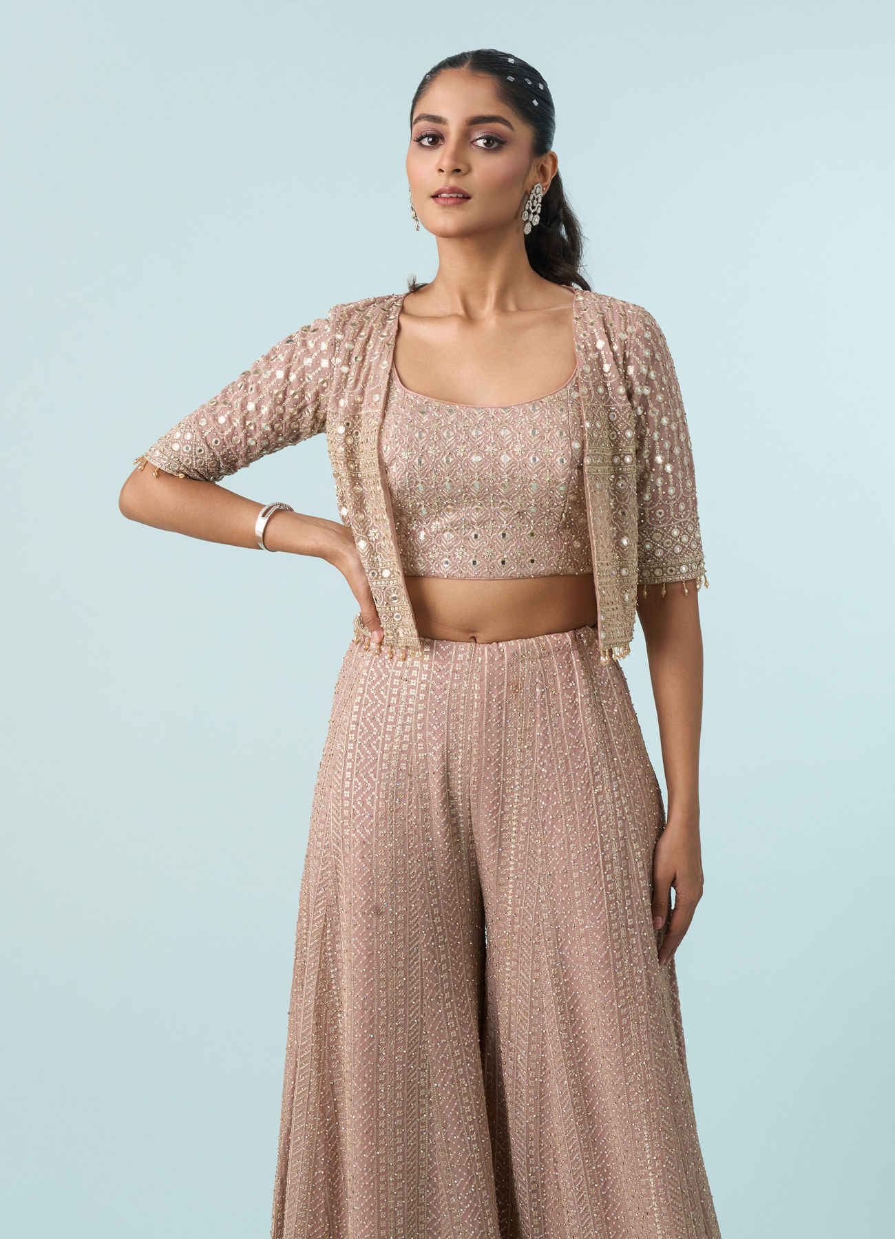 Mohey Women Majesty In Purple Three Piece Indo Western