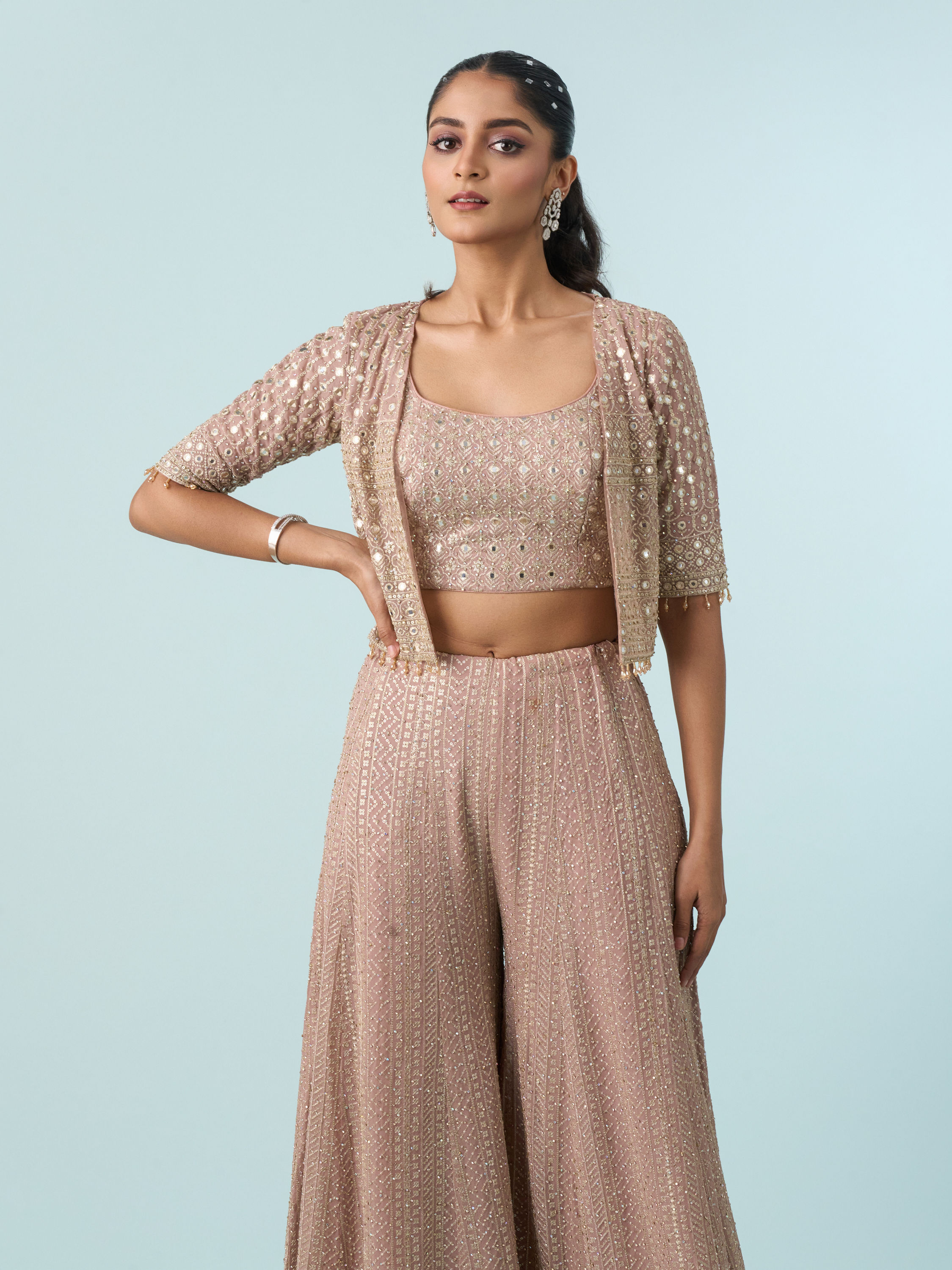 Mohey Women Majesty In Purple Three Piece Indo Western