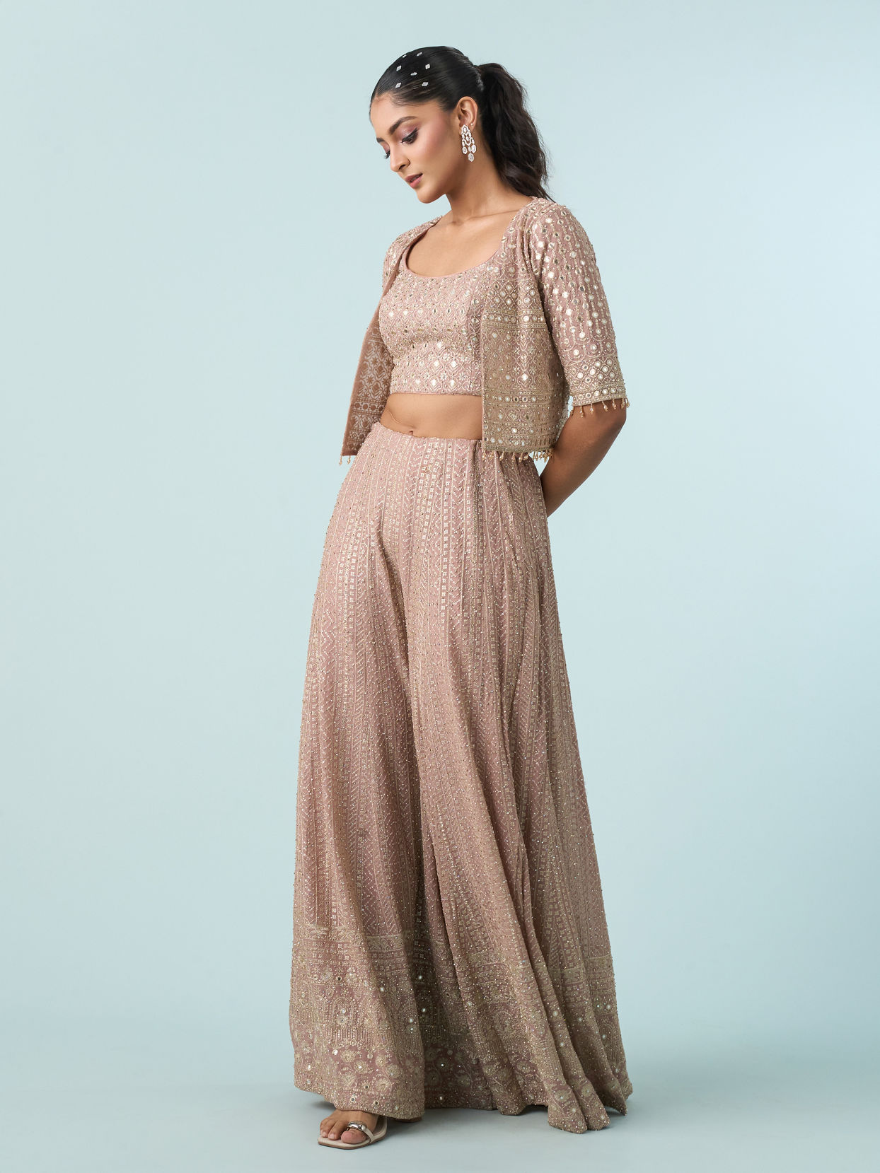 Mohey Women Majesty In Purple Three Piece Indo Western