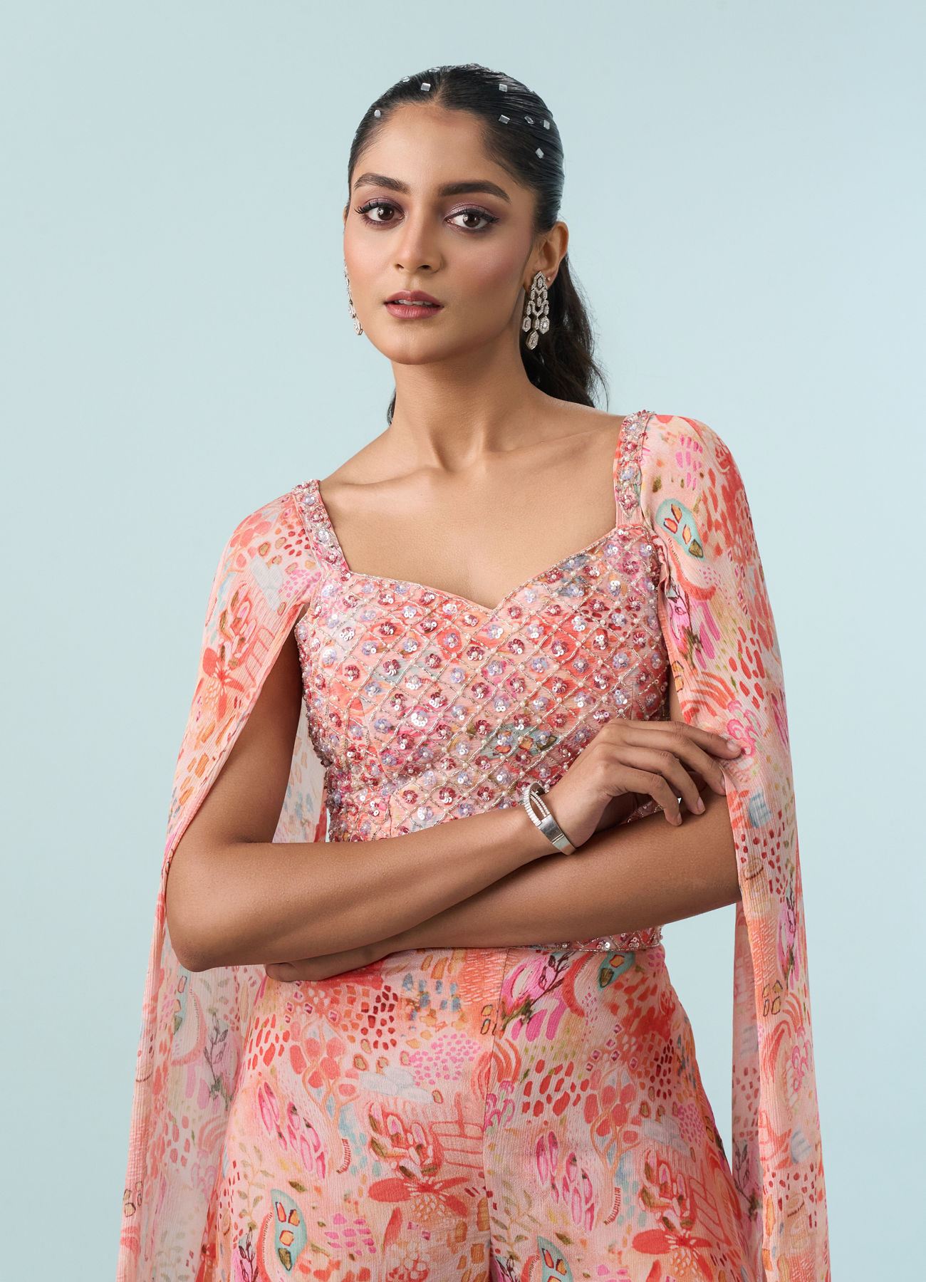 Mohey Women Gajree Palazzo Set With Blouse Indo Western