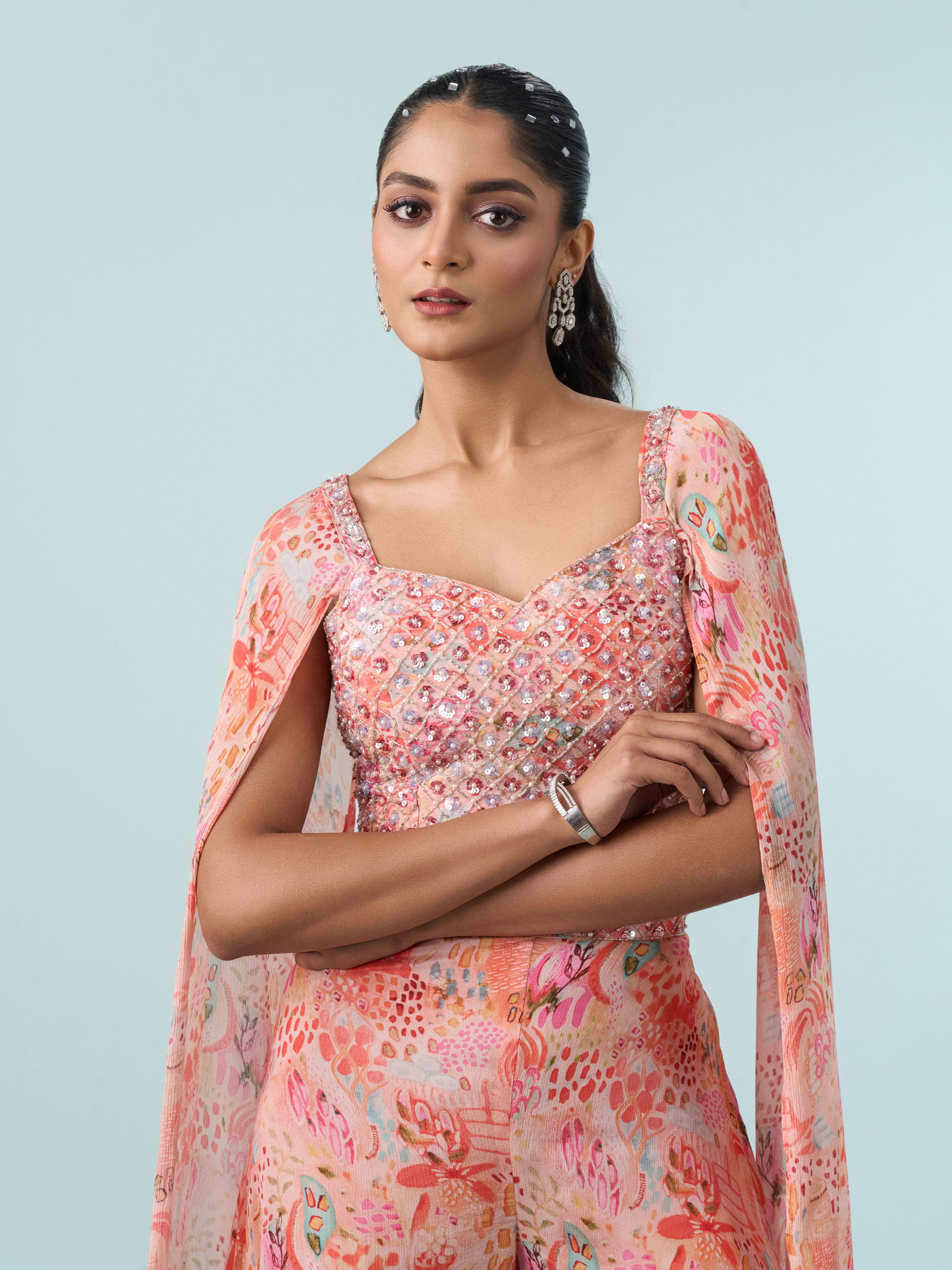 Mohey Women Gajree Palazzo Set With Blouse Indo Western