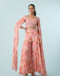 Mohey Women Gajree Palazzo Set With Blouse Indo Western