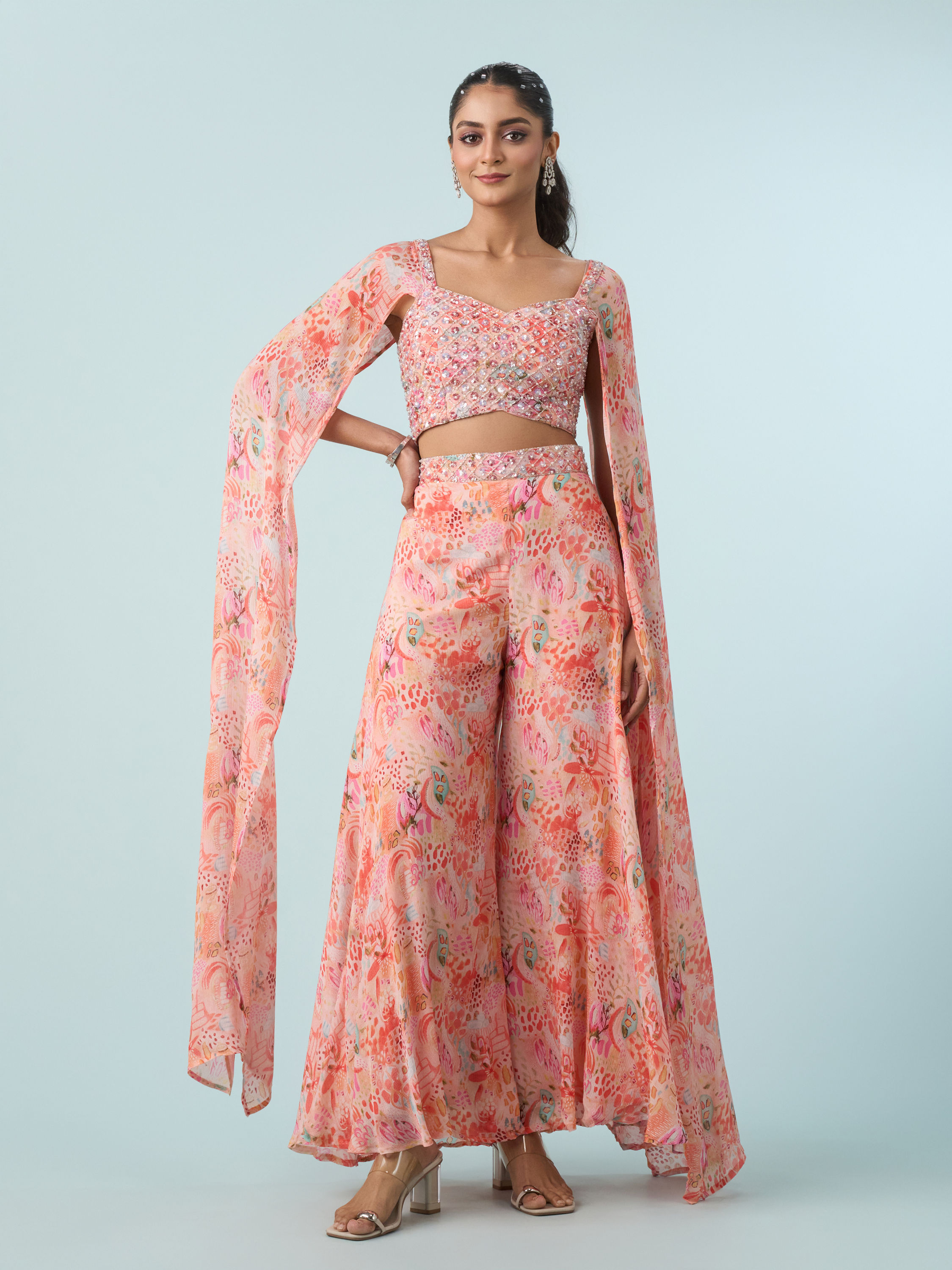 Mohey Women Gajree Palazzo Set With Blouse Indo Western