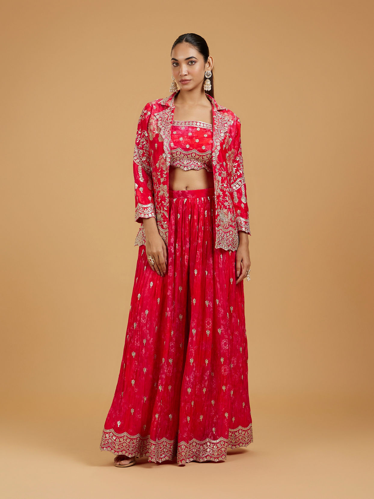 Mohey Women Pink Ethereal Trio Indo Western