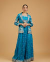 Mohey Women Elegant Rama Green Indo Western Set
