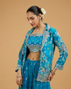Mohey Women Elegant Rama Green Indo Western Set