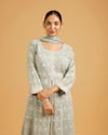 Mohey Women Sea Green Anarkali Suit Set with Floral Vine Patterns, Paisley Motifs And Sequin Work