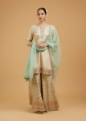 Mohey Women Soft Beige Sharara Suit