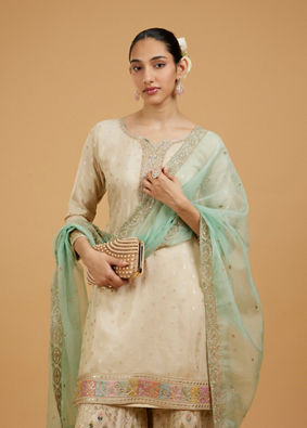 Mohey Women Soft Beige Sharara Suit