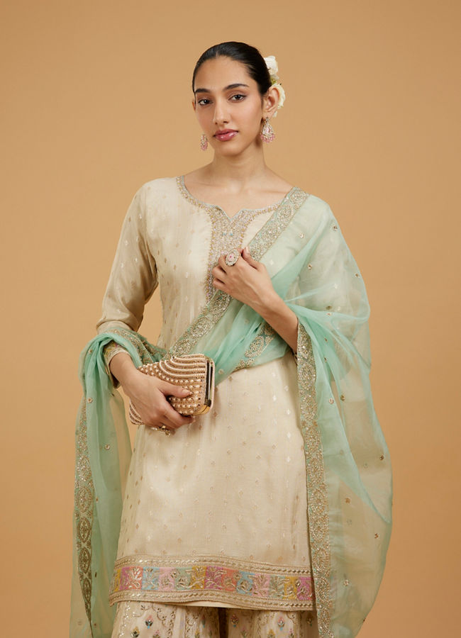 Mohey Women Soft Beige Sharara Suit