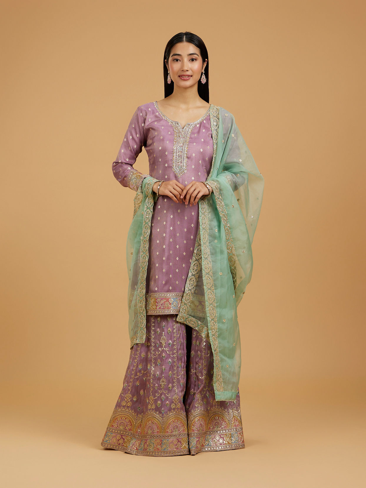 Mohey Women Radiant Purple Royalty Sharara Suit