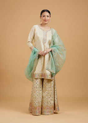 Mohey Women Beige Elegance Sharara Suit