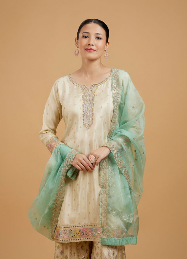 Mohey Women Beige Elegance Sharara Suit