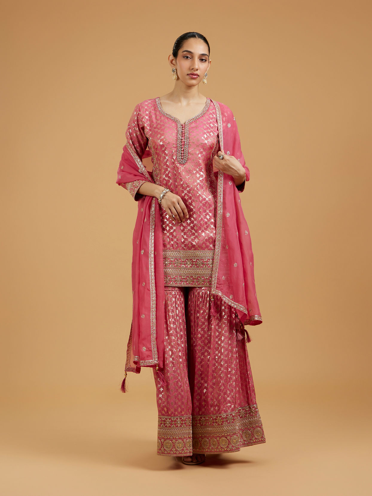 Mohey Women Pink Majesty Sharara Suit