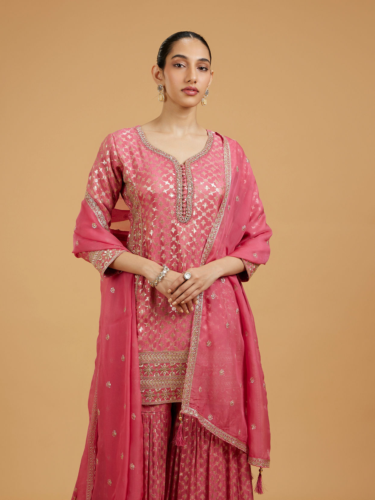 Mohey Women Pink Majesty Sharara Suit