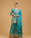 Mohey Women Tropical Turquoise Sharara Suit