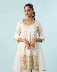 Mohey Women Lustrous Cream Palazzo Suit