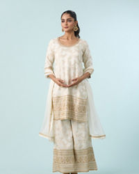 Mohey Women Lustrous Cream Palazzo Suit