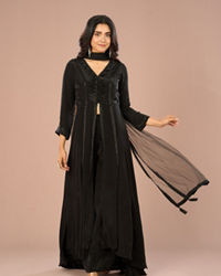 Mohey Women Black Majestic Anarkali Suit Ensemble
